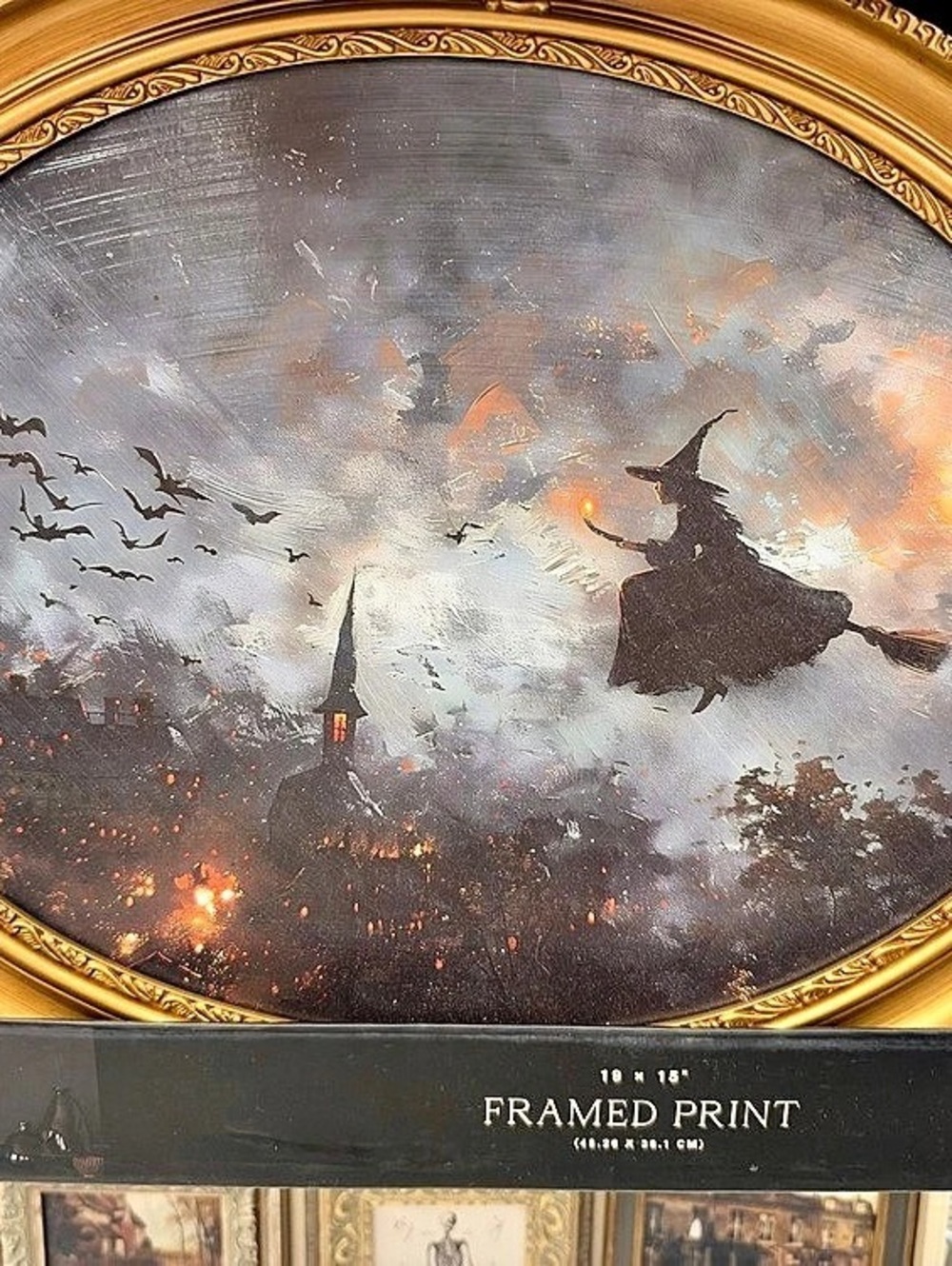 Framed Fantasy Art Print in Black & Gold Like New